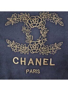 Chanel Black Sweater With Gold Embroidered Logo & Floral Design Womens Medium